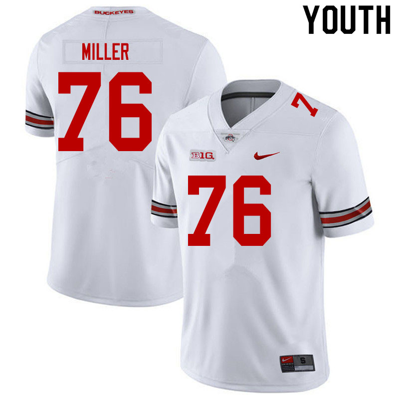 Ohio State Buckeyes Harry Miller Youth #76 White Authentic Stitched College Football Jersey